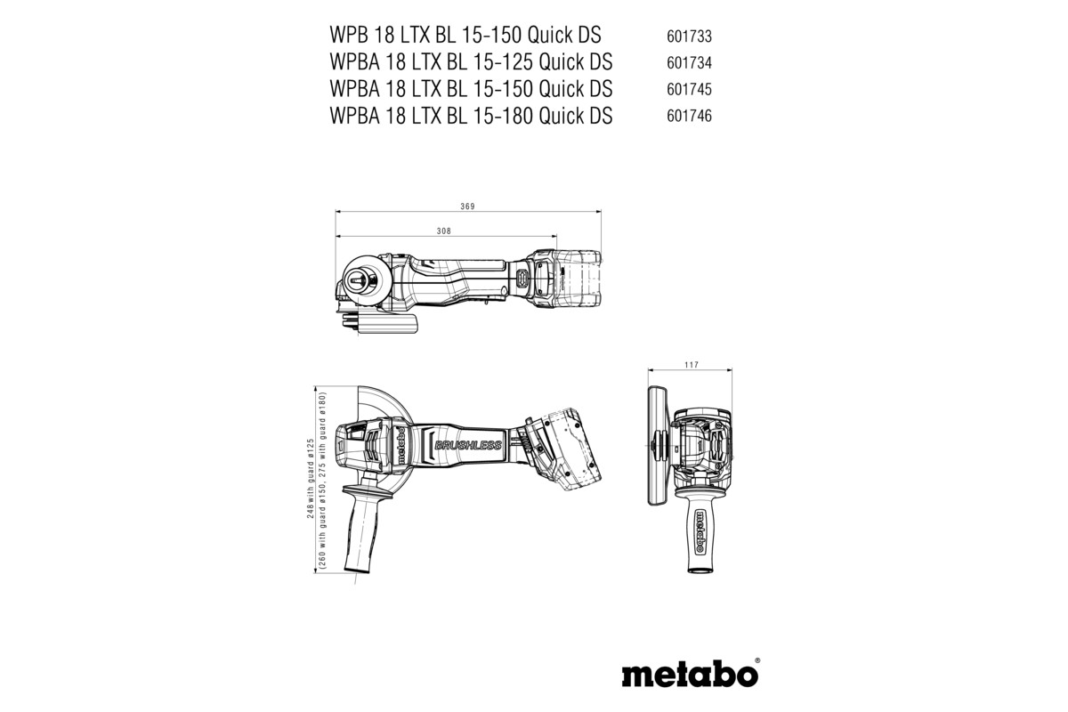 WPBA 18 LTX BL 15-180 Quick DS Smerigliatrice angolare e a batteria - immagine 2