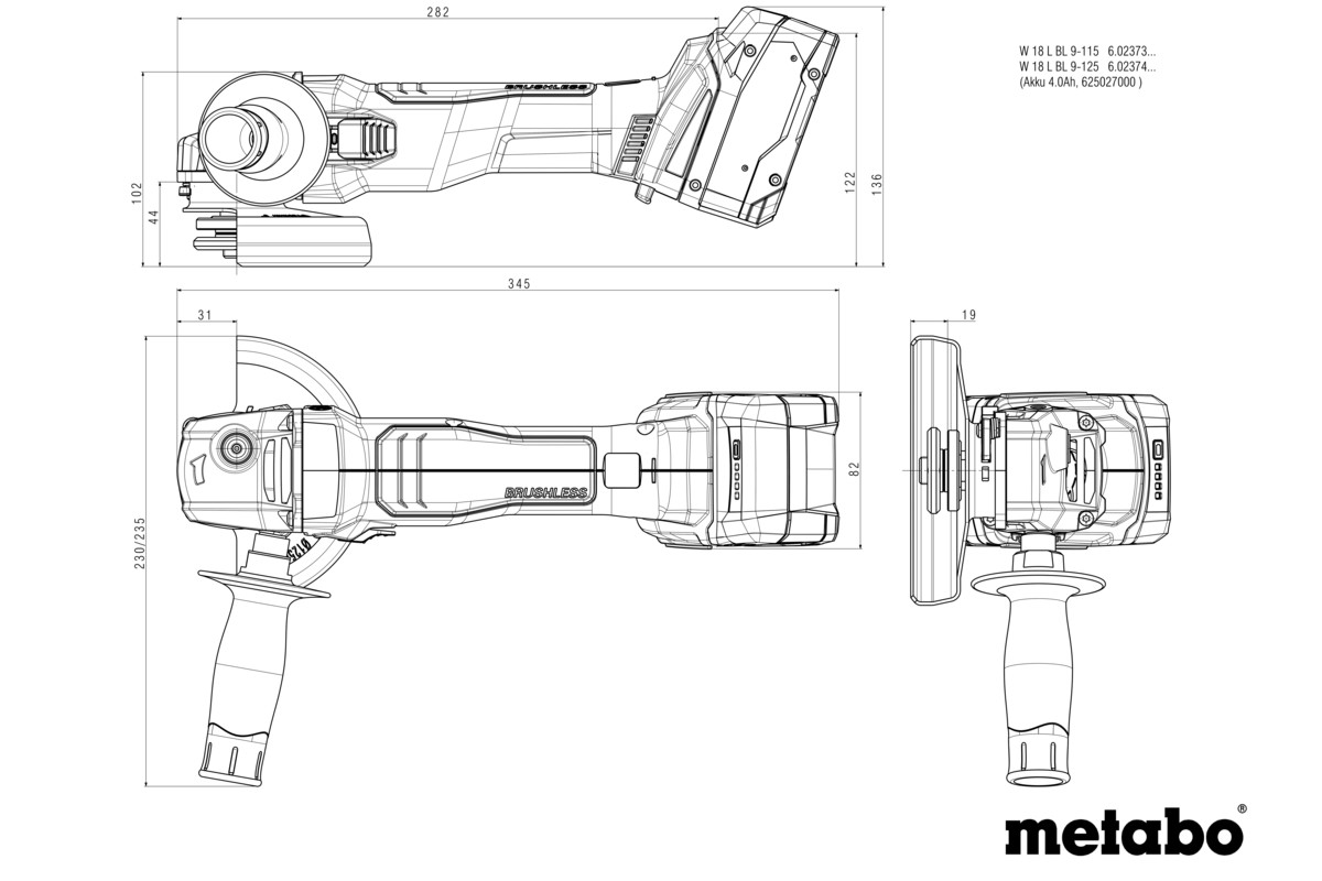 W 18 L BL 9-125 Smerigliatrice angolare e a batteria - immagine 8