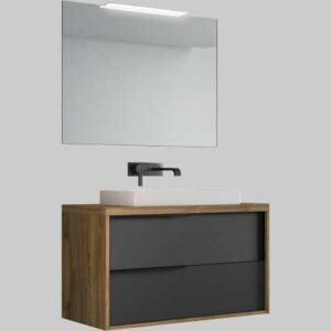 ISIDE 3 - Base 100 Noce/Grafite Opaco con lavabo