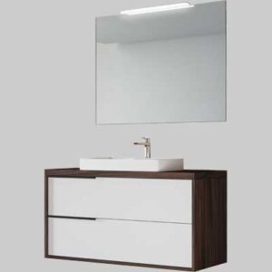 ISIDE 4 - Base 100 Olmo Caffè/Bianco Lucido con lavabo
