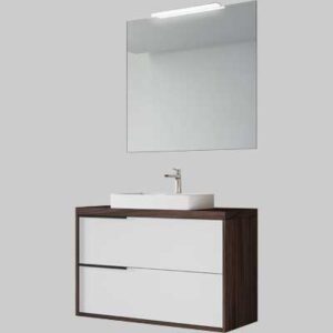 ISIDE 2 - Base 80 Olmo Caffè/Bianco Lucido con lavabo