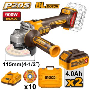 SMERIGLIATRICE ANGOLARE 20V D.115 + ACCESSORI