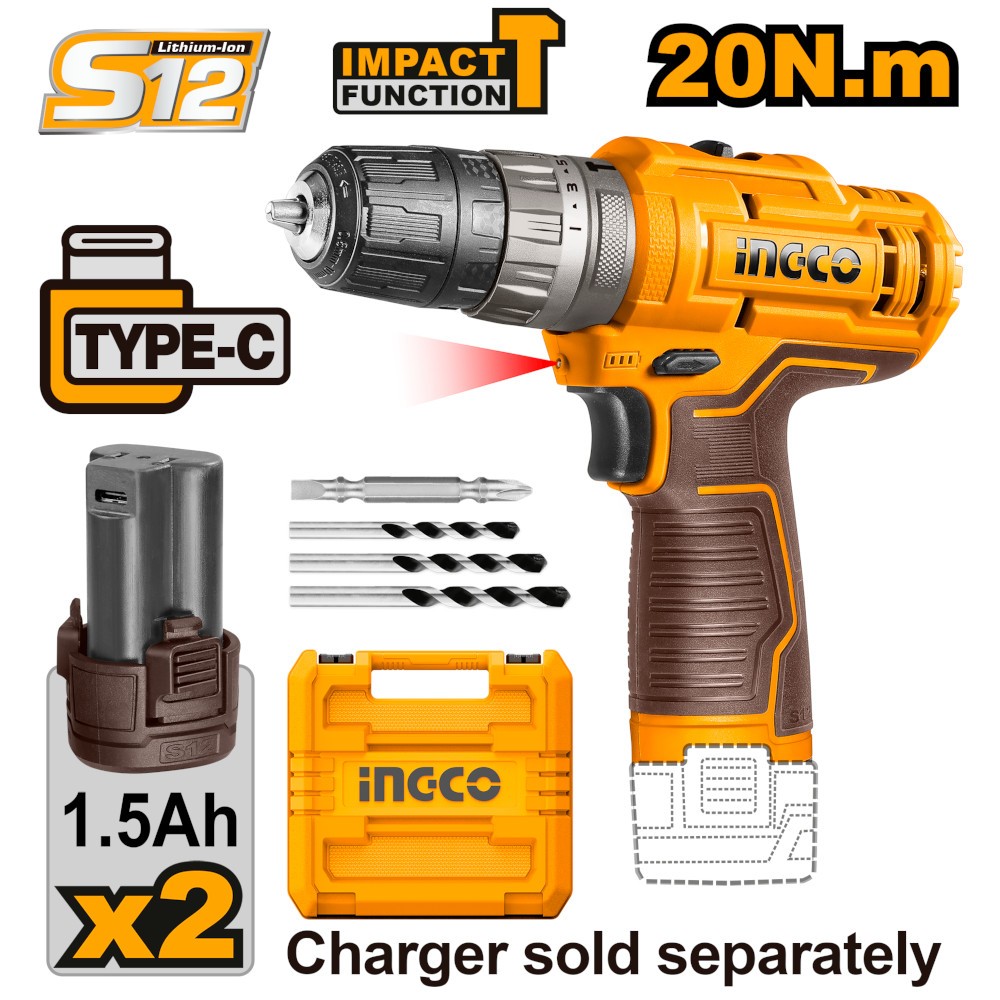 TRAPANO A PERCUSSIONE A BATTERIA 12V CON 2 BATTERIE