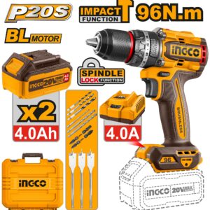 TRAPANO A PERCUSSIONE BRUSHLESS 96N.m CON 2 BATTERIE 4A.h