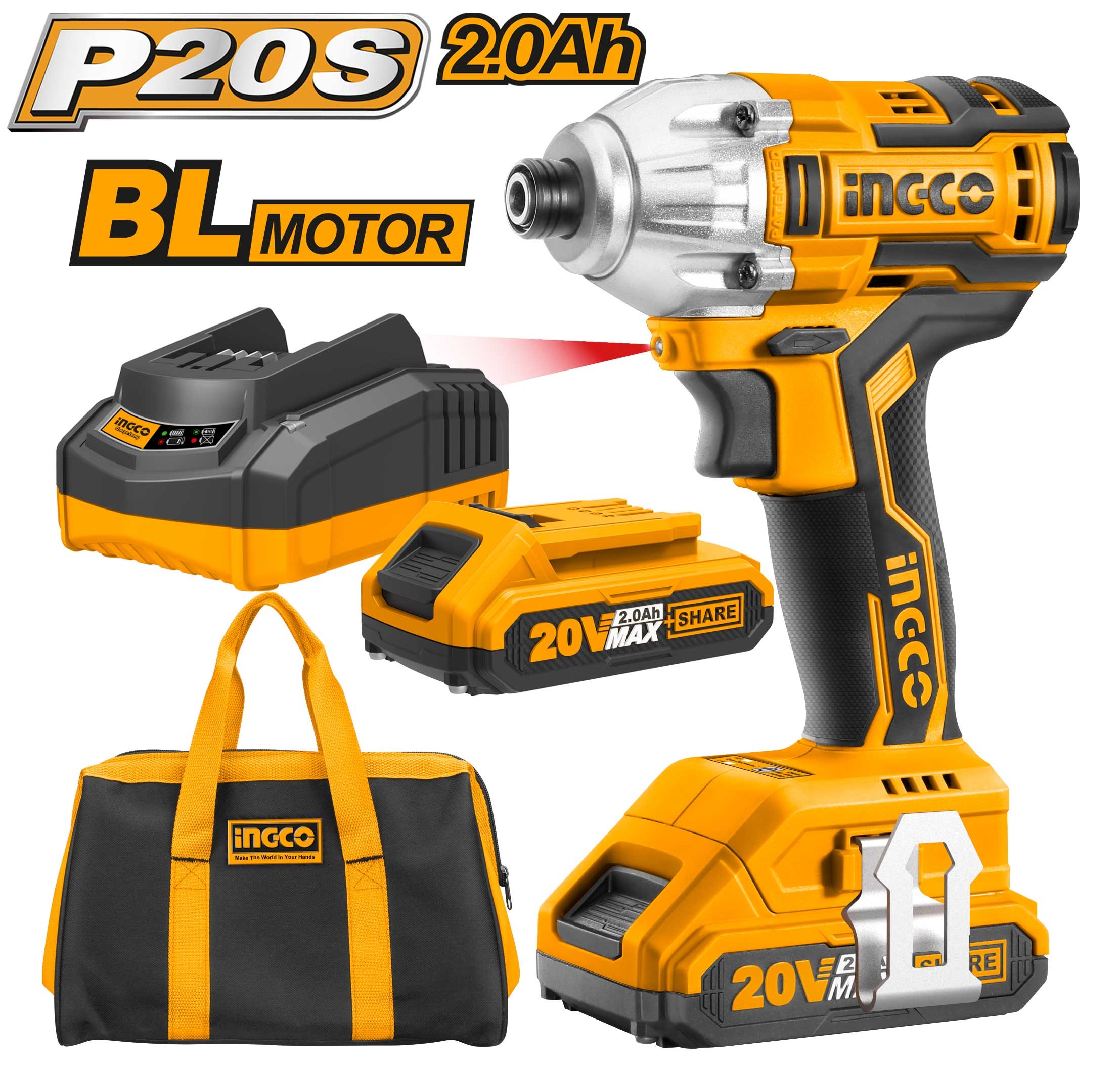 AVVITATORE AD IMPULSI CON 2 BATTERIE + BORSA 1/4"