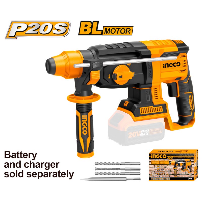 MARTELLO DEMOL BATT.LI 20V BRUSHLESS NUDO CON 4 PUNTE