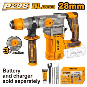 MARTELLO DEMOLITORE BATTERIA 20V BRUSHLESS + 3 PUNTE