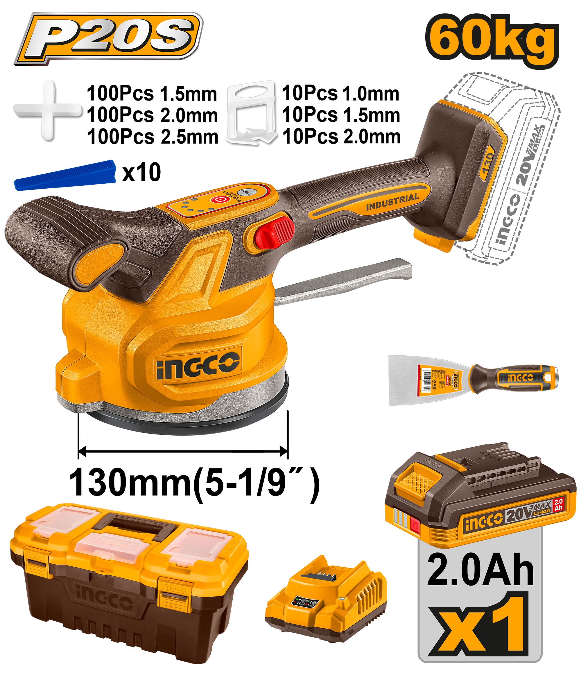 VENTOSA VIBRANTE 130MM 60KG CON KIT DI CARICA E ACCESSORI