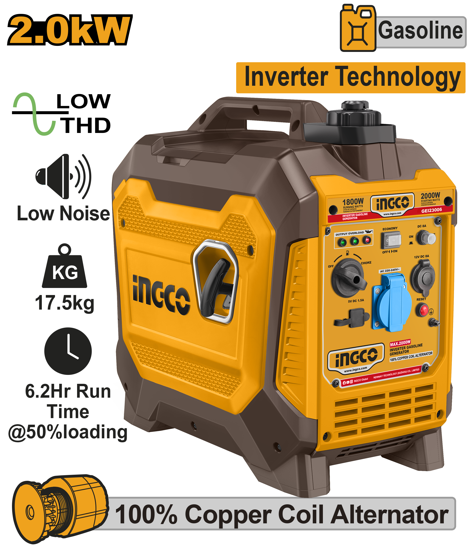 GENERATORE INVERTER A BENZINA 2KW