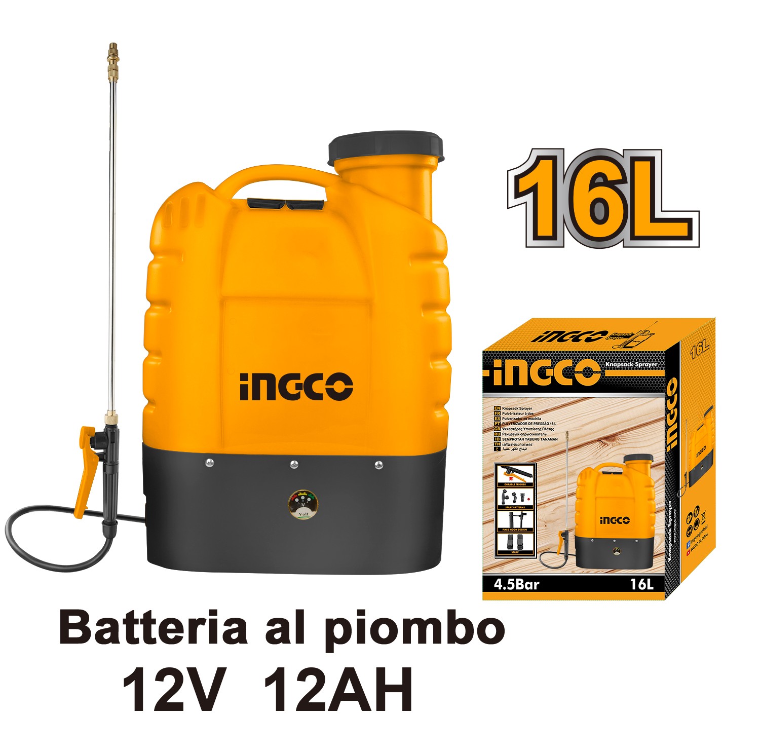 POMPA A SPALLA BATTERIA AL PIOMBO 12V 12AH